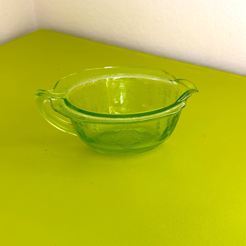 Anchor Hocking green princess Depression glass Uranium creamer